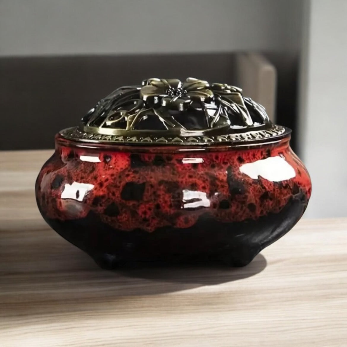 Incense Burner, Ceramic Red