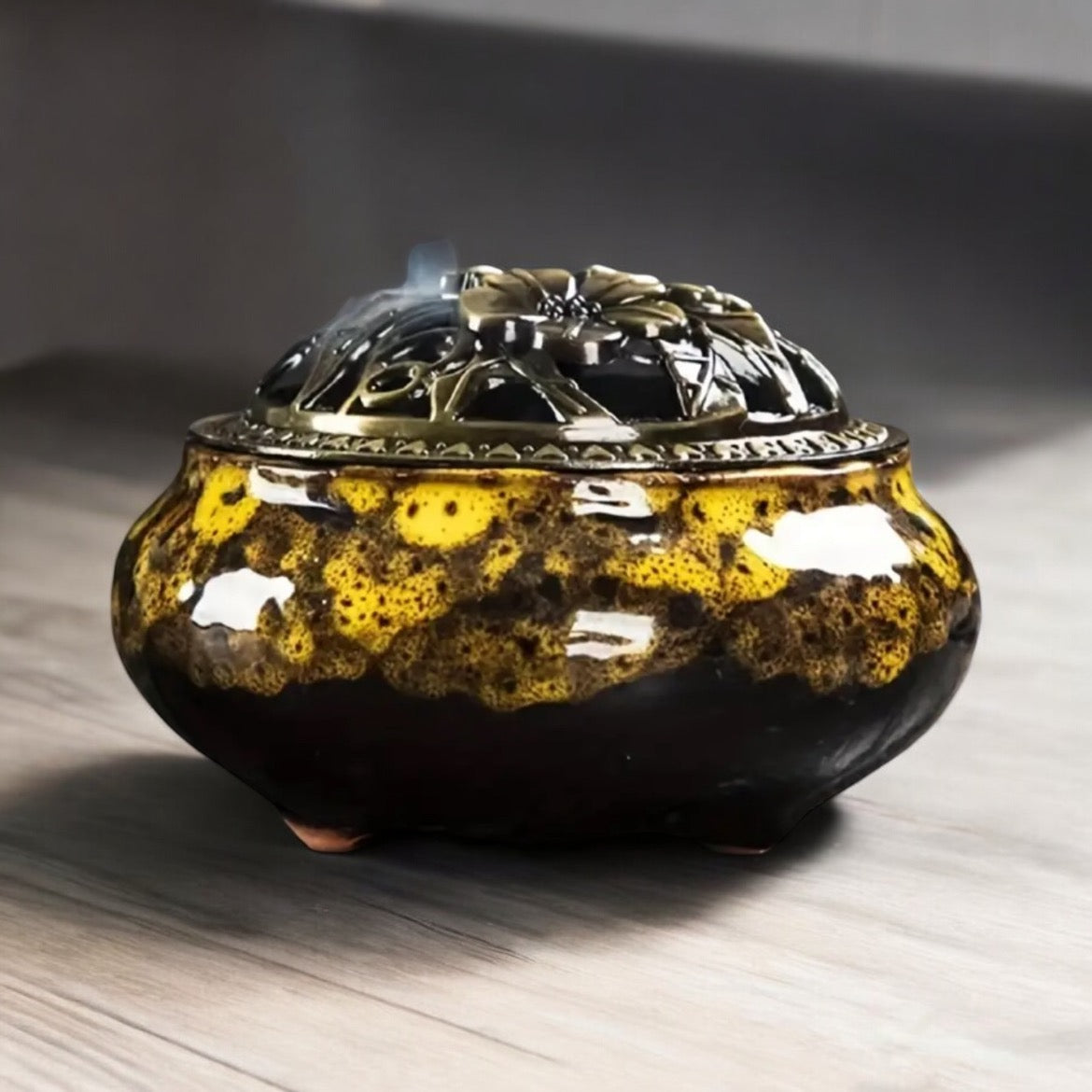 Incense Burner, Ceramic Yellow