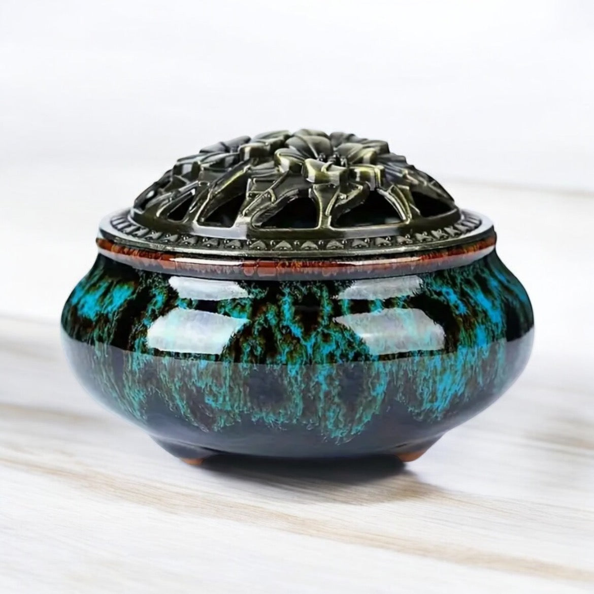 Incense Burner, Ceramic Blue