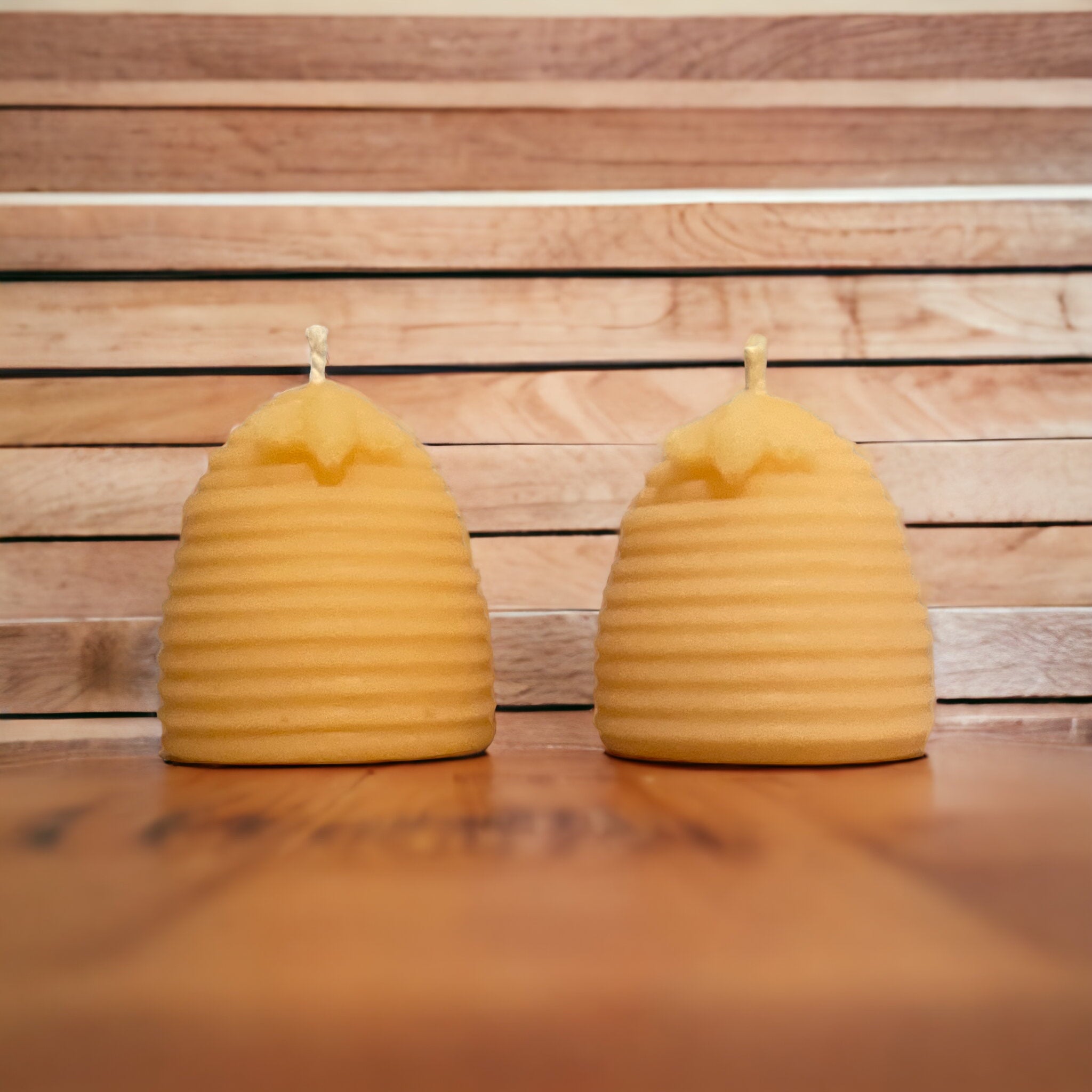 Skep Beeswax Candles, pair